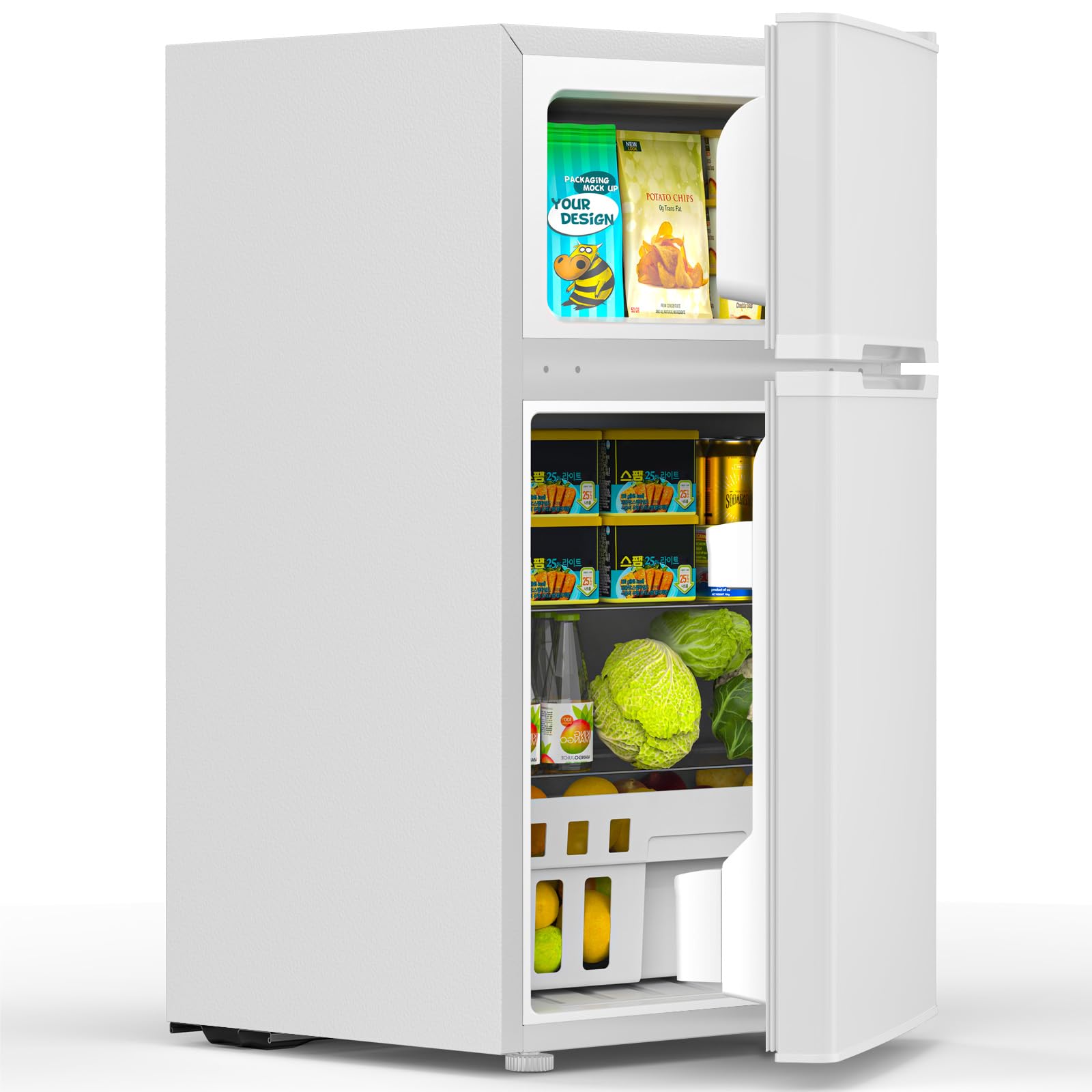 Amazon.com: Joy Pebble 3.1 Cu.Ft Small Fridge with Freezer
